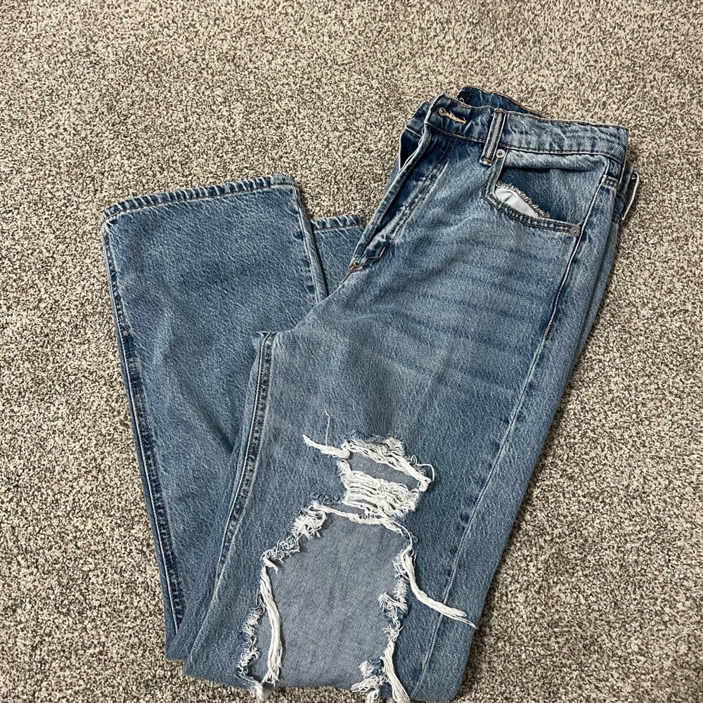 Aeropostale Blue Distressed Women's 90s Baggy Jeans